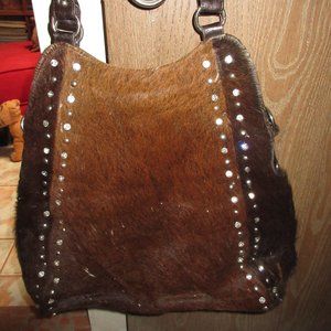 Oversized Brown COWHIDE Leather Shoulder Strap Hand Bag Purse Tote Hobo Travel